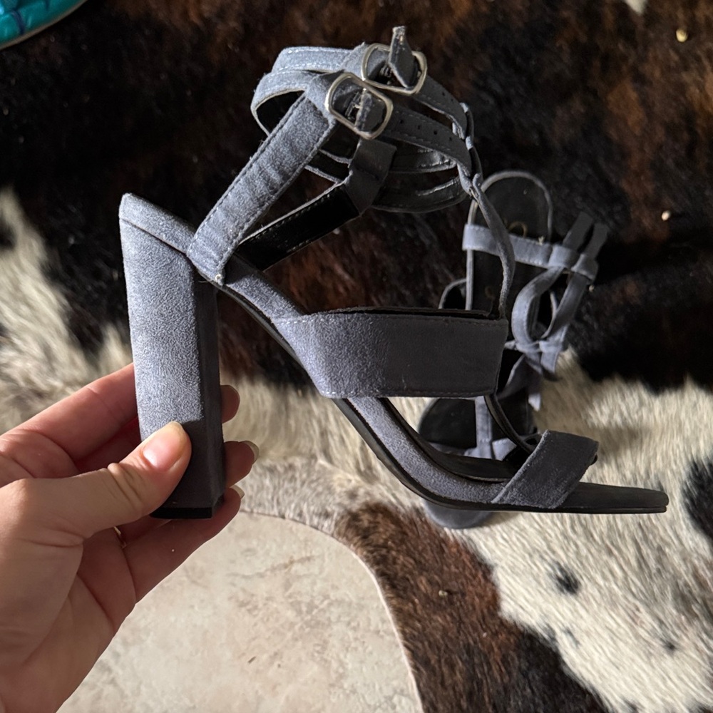 So Me Denim Blue Strappy Heels